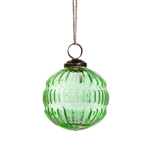 Green Recycled Glass Grooved Bauble