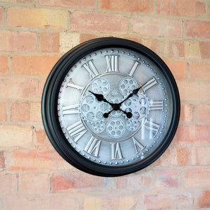 Moving Gear Clock with Roman Numerals