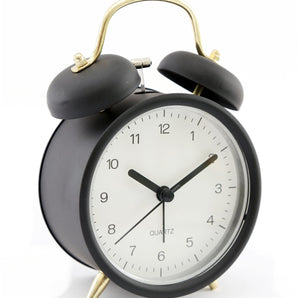 Black & Gold Metal Alarm Clock