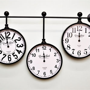 Metal Wall Clocks, Set of 3 Hanging