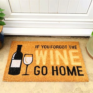 Coir Doormat with Wine Bottle & Glass