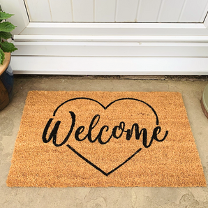 Coir Doormat with Welcome & Heart Shape