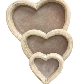 Three Wooden Heart Trays