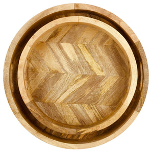 Herringbone Wood Trays Set of 2