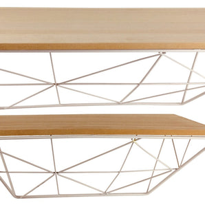 Set of 2 Geometric White Wire Shelves