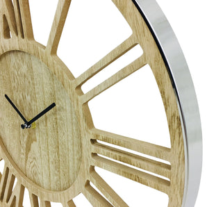 Wooden Silver Clock 40cm