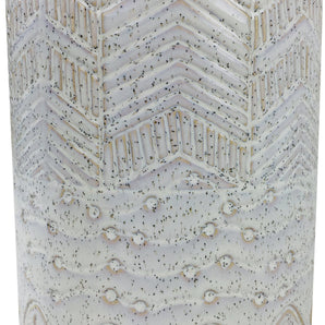 White Herringbone Textured Stoneware Vase 30cm