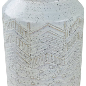 White Herringbone Textured Stoneware Vase 30cm