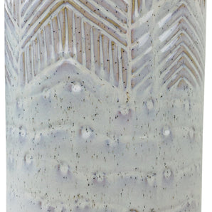 White Herringbone Textured Stoneware Vase 44cm