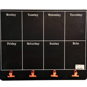 Black Weekly Memo Board With Copper Clips