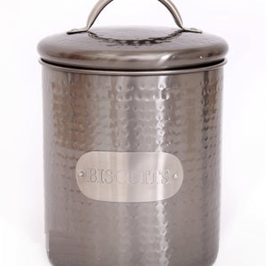 Grey Stainless Steel Biscuit Tin