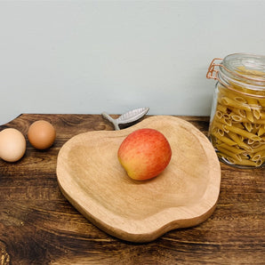 Wooden Apple Designed Tray with Silver Leaf - Small