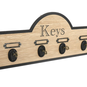 Wooden Board With 4 Key Design Hooks