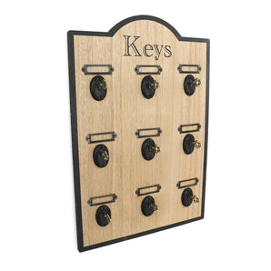 Wooden Board With 9 Key Design Hooks