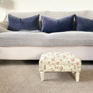 Roses Design Fabric Footstool with Drawer