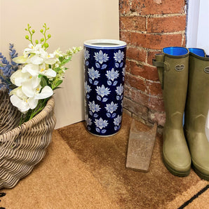 Blue With White Flower Umbrella Stand