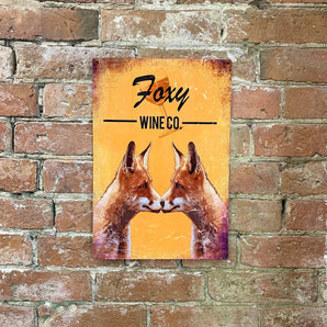 Metal Advertising Wall Sign - Foxy Wine Co Brewery