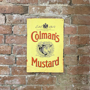 Metal Advertising Wall Sign - Colemans Mustard Yellow