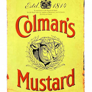 Metal Advertising Wall Sign - Colemans Mustard Yellow