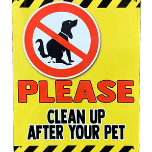 Metal Advertising Wall Sign - Please Clean Up After Your Pet - Dog Poo