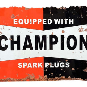 Metal Wall Sign Plaque - Champion Spark Plugs