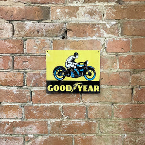 Metal Advertising Wall Sign - Good Year Tyre Motorbike