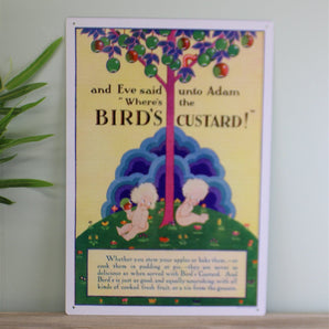 Vintage Metal Sign - Retro Advertising - Birds Custard, Adam & Eve