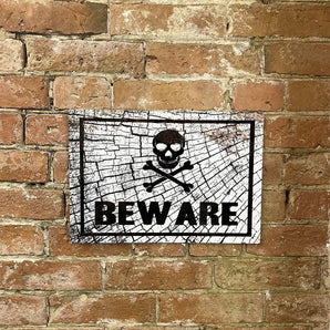 Metal Sign Plaque - Skull Beware