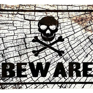 Metal Sign Plaque - Skull Beware