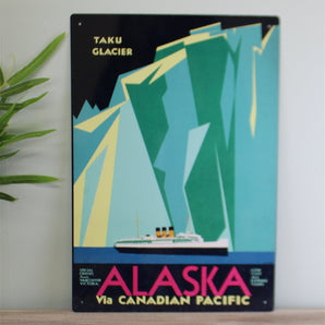 Vintage Metal Sign - Retro Advertising - Alaska Via Canadian Pacific Travel