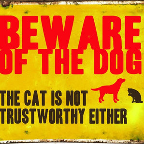 Vintage Metal Sign - Beware Of The Dog