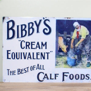 Vintage Metal Sign - Retro Advertising - Bibby's Calf Foods