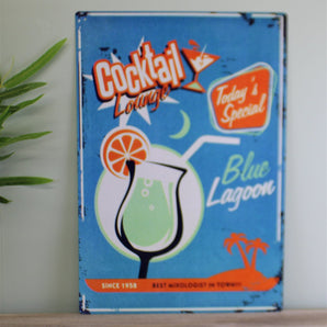 Vintage Metal Sign - Blue Lagoon Cocktail Lounge