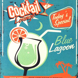 Vintage Metal Sign - Blue Lagoon Cocktail Lounge