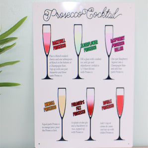 Vintage Metal Sign - Classic Cocktail Prosecco Recipes