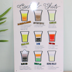 Vintage Metal Sign - Classic Cocktail Shot Recipes