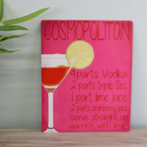 Vintage Metal Sign - Cosmopolitan Cocktail Recipe