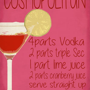 Vintage Metal Sign - Cosmopolitan Cocktail Recipe