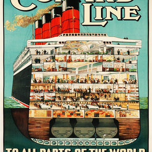 Vintage Metal Sign - Retro Advertising - Cunard Line