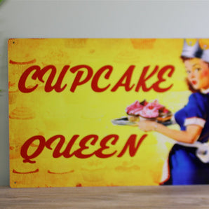 Vintage Metal Sign - Pin Up Girl, Cupcake Queen