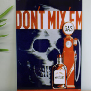 Vintage Metal Sign - Retro Advertising - Skull Gas Whiskey