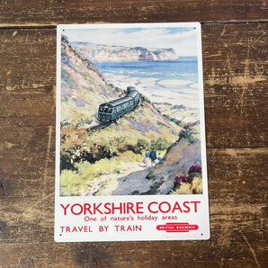 Vintage Metal Sign - British Railways Retro Advertising, Yorkshire Coast