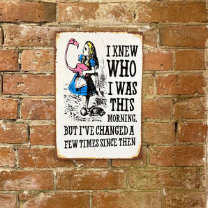 Vintage Metal Sign - Alice In Wonderland - I Knew Who I Was, But I've Changed