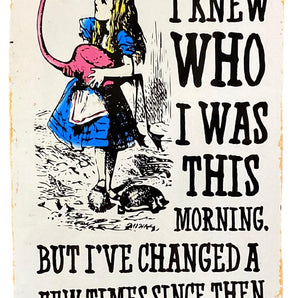 Vintage Metal Sign - Alice In Wonderland - I Knew Who I Was, But I've Changed