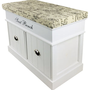 White Seat Bench With 2 Drawers & Lid 70cm