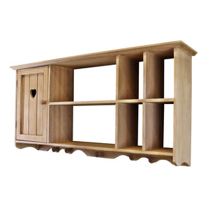 Wooden Wall Hanging Unit With Cupboard & Shelves