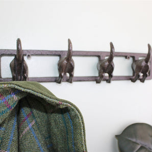 Rustic Cast Iron Wall Hooks, Dogs Tail