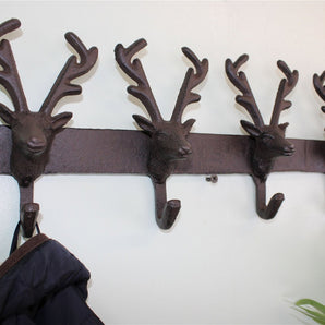 Rustic Cast Iron Wall Hooks, Reindeer