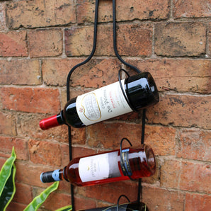 Wall Mounted Black Metal Wine Bottle Holder