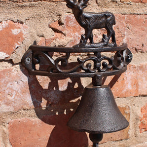 Rustic Cast Iron Wall Bell, Reindeer Standing